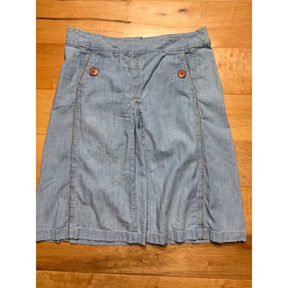 Merona Denim Skirt Women Size 4 Light Blue Chambray Cotton‎ Pleated Knee Length